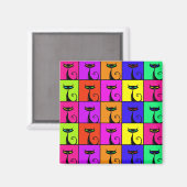 Cool Colorful Kitty Cat Pop Art Magneet (Voorkant / Achterkant)