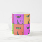 Cool Colorful Kitty Cat Pop Art Matglas Koffiemok (Voorkant links)