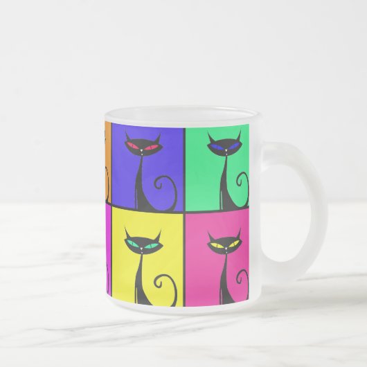 Cool Colorful Kitty Cat Pop Art Matglas Koffiemok (Rechts)
