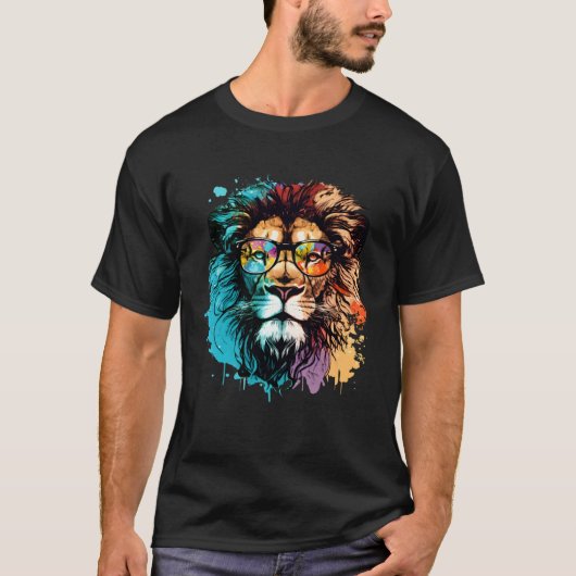 Cool Colorful Lion Animal Lion T-shirt (Voorkant)