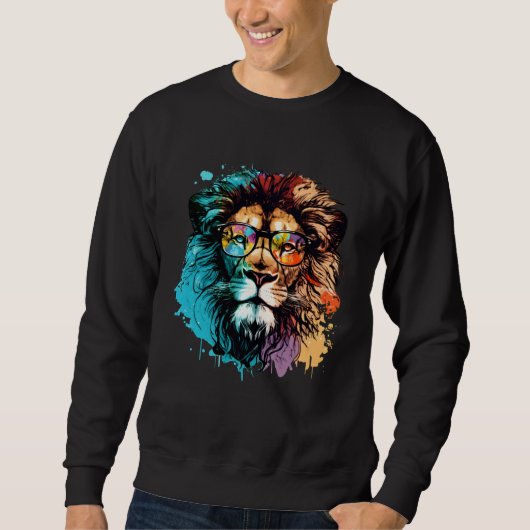 Cool Colorful Lion Animal Lion Trui (Voorkant)