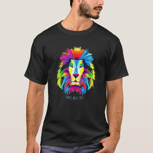 Cool Colorful Lion Head T-shirt (Voorkant)