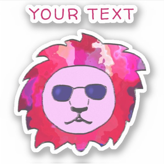 Cool Colorful Lion Head - tekst voor zonnebrillen Sticker (Voorkant)