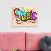 Cool Colorful Music Graffiti Canvas Afdruk (Insitu (Woonkamer))