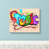 Cool Colorful Music Graffiti Canvas Afdruk (Insitu (Houten vloer))