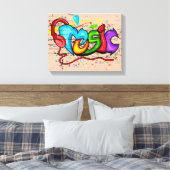 Cool Colorful Music Graffiti Canvas Afdruk (Insitu (Slaapkamer))