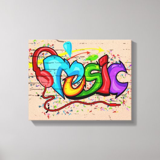 Cool Colorful Music Graffiti Canvas Afdruk (Voorkant)