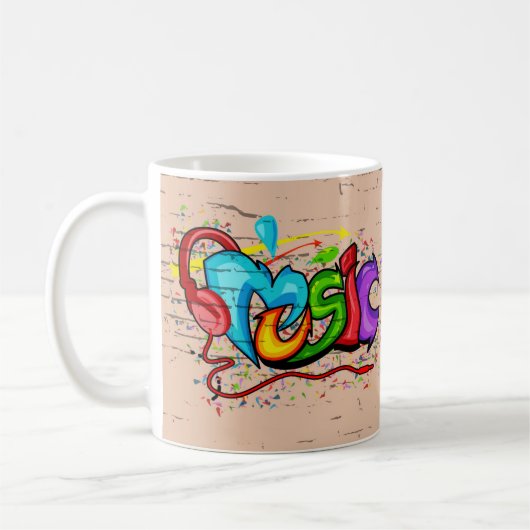 Cool Colorful Music Graffiti Koffiemok (Links)