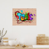 Cool Colorful Music Graffiti Poster (Keuken)