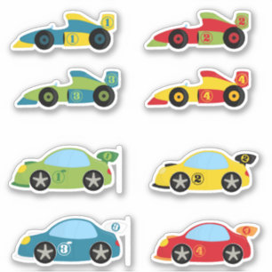 Cool Colorful Race Cars Boys Sticker