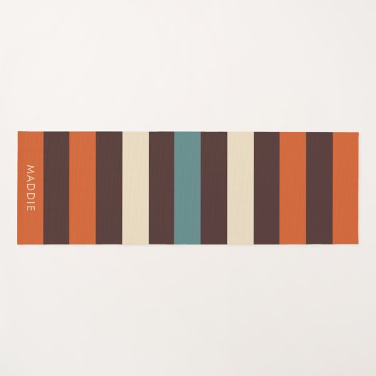 Cool Colorful Retro Stripes Custom Name Yogamat (Voorkant (horizontaal))