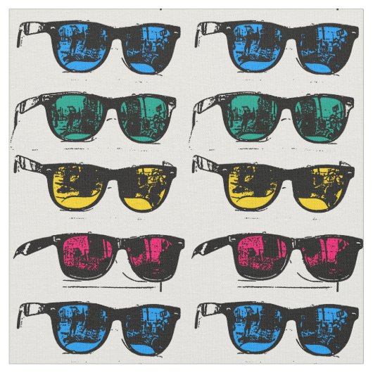 Cool Colorful Sunbril Illustration Stof (Close Up)