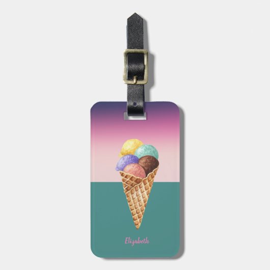 Cool Colorful Waterverf Ice crème Bagagelabel (Voorkant verticaal)