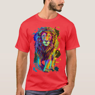 Cool Colorful Wild Lion Stylish Lion Graphic Desig T-shirt