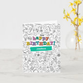 Cool Coloring aanpasbare verjaardagskaart Kaart (Gele Bloem)