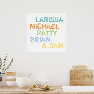 Cool Colours Familienamen Typografie Poster