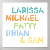 Cool Colours Familienamen Typografie Poster (Voorkant)