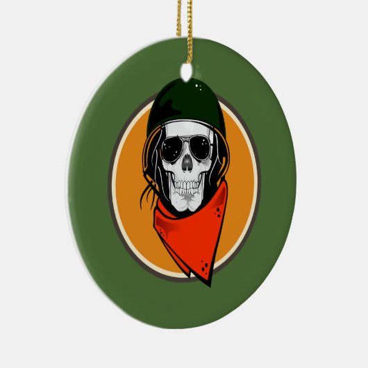 Cool Combat Skull Keramisch Ornament (Rechts)