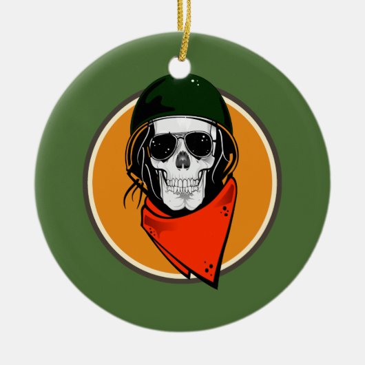 Cool Combat Skull Keramisch Ornament (Voorkant)