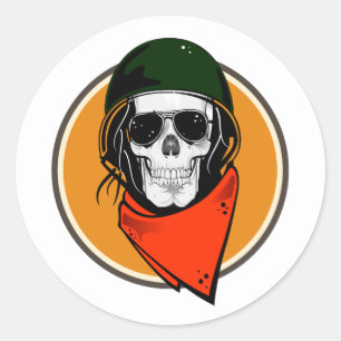 Cool Combat Skull Ronde Sticker