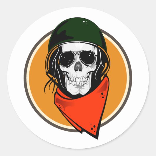 Cool Combat Skull Ronde Sticker (Voorkant)