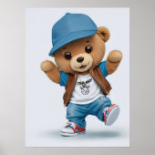 Cool Comic Teddy Bear in Hip Hop Style AI Art Poster (Voorkant)