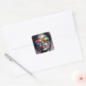 Cool Comic Woman in City with Sunglasses Vierkante Sticker (Envelop)