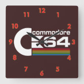 Cool Commodore C64 Computer Logo Vierkante Klok (Voorkant)