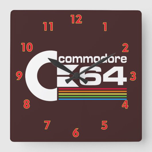 Cool Commodore C64 Computer Logo Vierkante Klok (Voorkant)