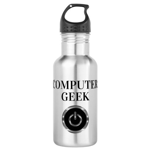 Cool Computer Geek Start Button Waterfles (Voorkant)