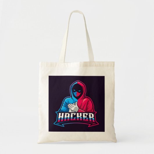 Cool Computer Hacker Cartoon Tekening Tote Bag (Voorkant)