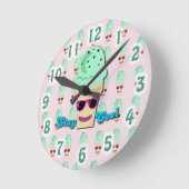 Cool Cone Cone Cute Fun Cartoon Art Ronde Klok (Hoek)