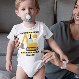 Cool Construction Excavator Custom 1st Birthday Romper