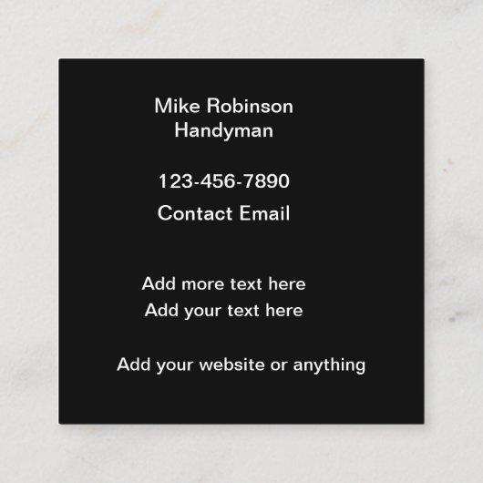 Cool Construction Handyman Remodelling Vierkante Visitekaartje (Achterkant)