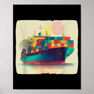 Cool containerschip kostuum voor logistiek en poster