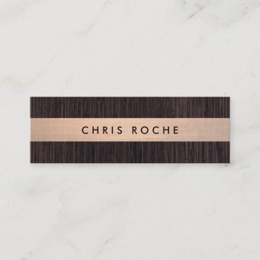 Cool Copper Stripe Wood Mini Visitekaartje (Voorkant)