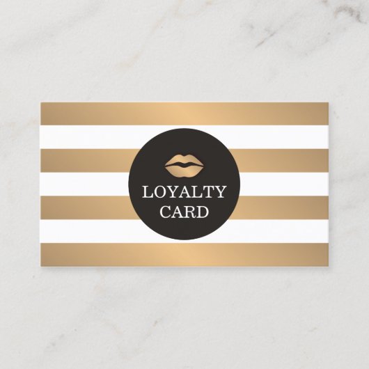 Cool Copper Striped Grey Makeup Loyalty Kaart (Voorkant)