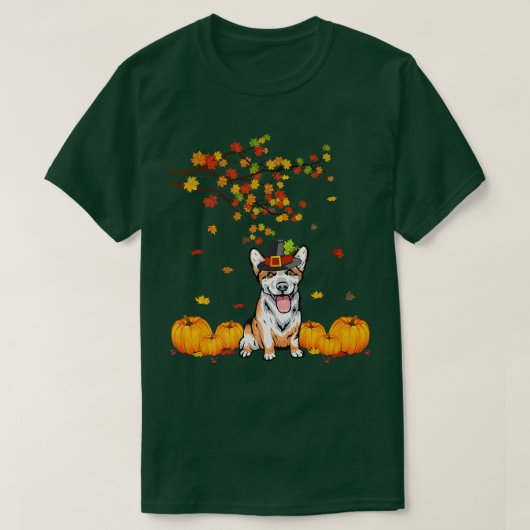 Cool Corgi Hondenliefhebber herfst Thanksgiving-19 T-shirt (Design voorkant)