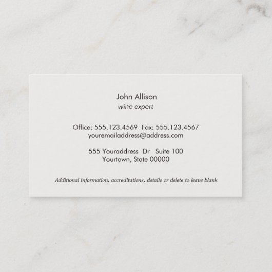 Cool Cork Sommelier Wine Expert Visitekaartje (Achterkant)