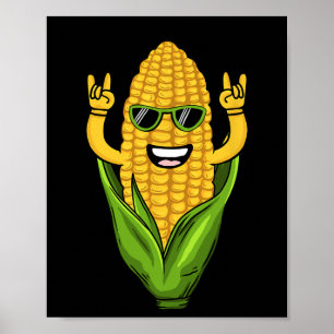 Cool Corn Art Mannen Women Farmer Dancing Corn on Poster