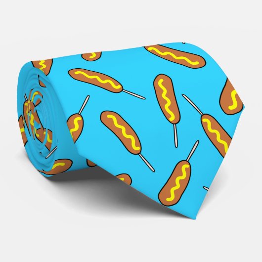 Cool Corndog betegeld patroon voedsel Stropdas (Opgerold)