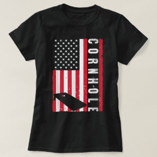 Cool Cornhole Art American Flag Corn Hole Player T-shirt