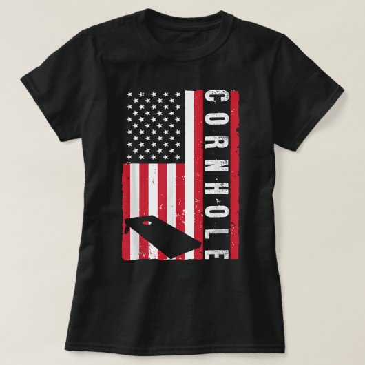 Cool Cornhole Art American Flag Corn Hole Player T-shirt (Design voorkant)