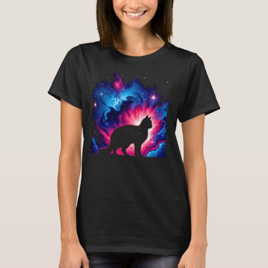 Cool Cosmic Cat Galaxy Graphic Space Art T-shirt (Voorkant)