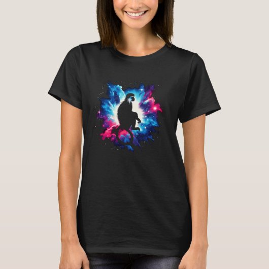 Cool Cosmic Colobus Monkey Galaxy grafische ruimte T-shirt (Voorkant)