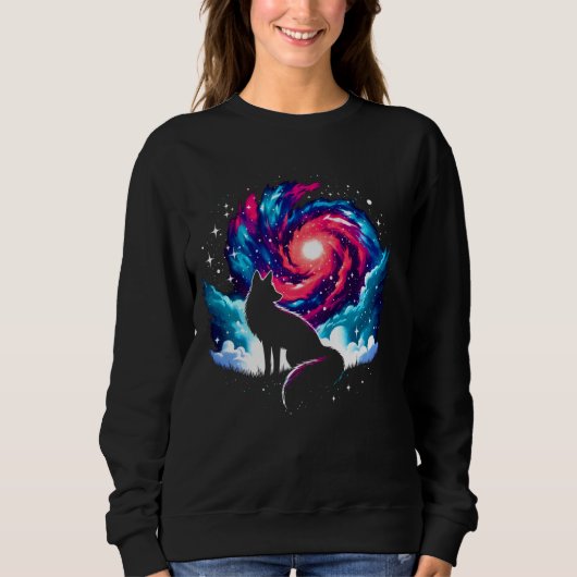 Cool Cosmic Fox Galaxy Graphic Space Art Trui (Voorkant)