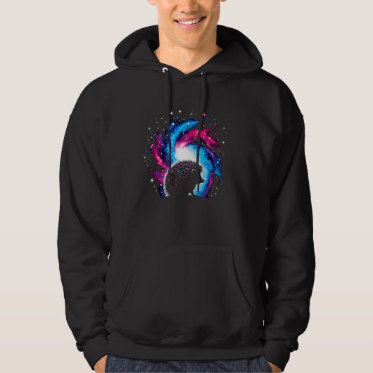 Cool Cosmic Hedgehog Galaxy Graphic Space Art Hoodie (Voorkant)