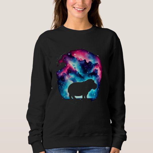 Cool Cosmic Hippopotamus Galaxy Graphic Space Art Trui (Voorkant)