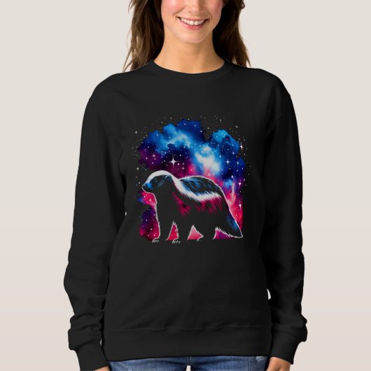 Cool Cosmic Honey Badger Galaxy Graphic Space Art Trui (Voorkant)