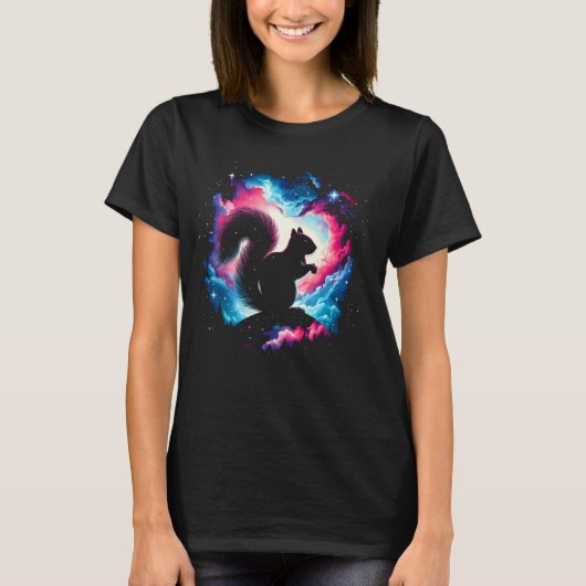 Cool Cosmic Squirrel Galaxy Graphic Space Art T-shirt (Voorkant)